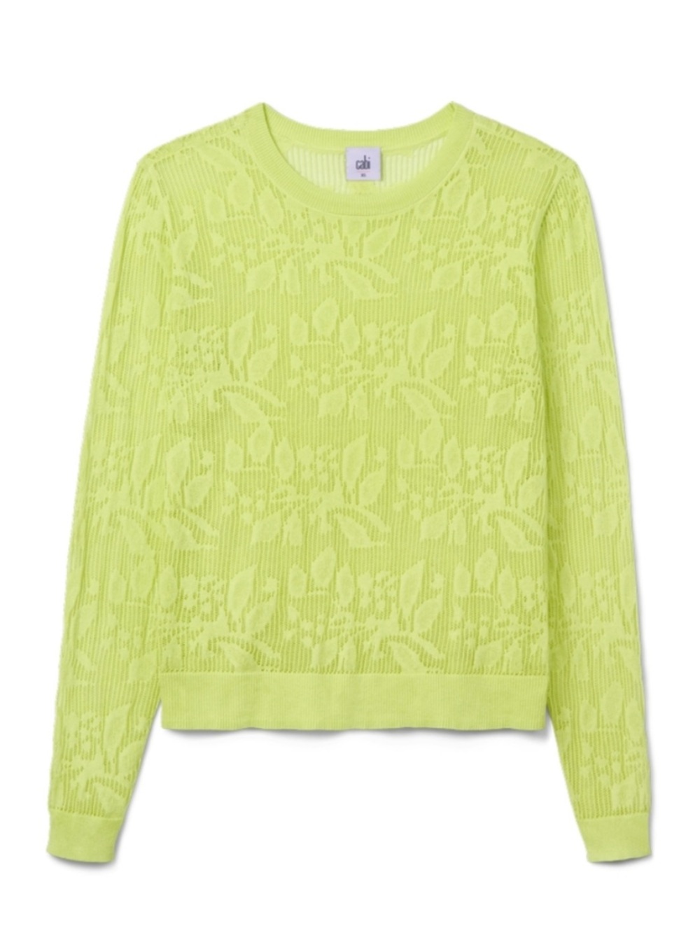 Cabi #6655 Summer Sweater Floral Lace Pullover Green Size XL